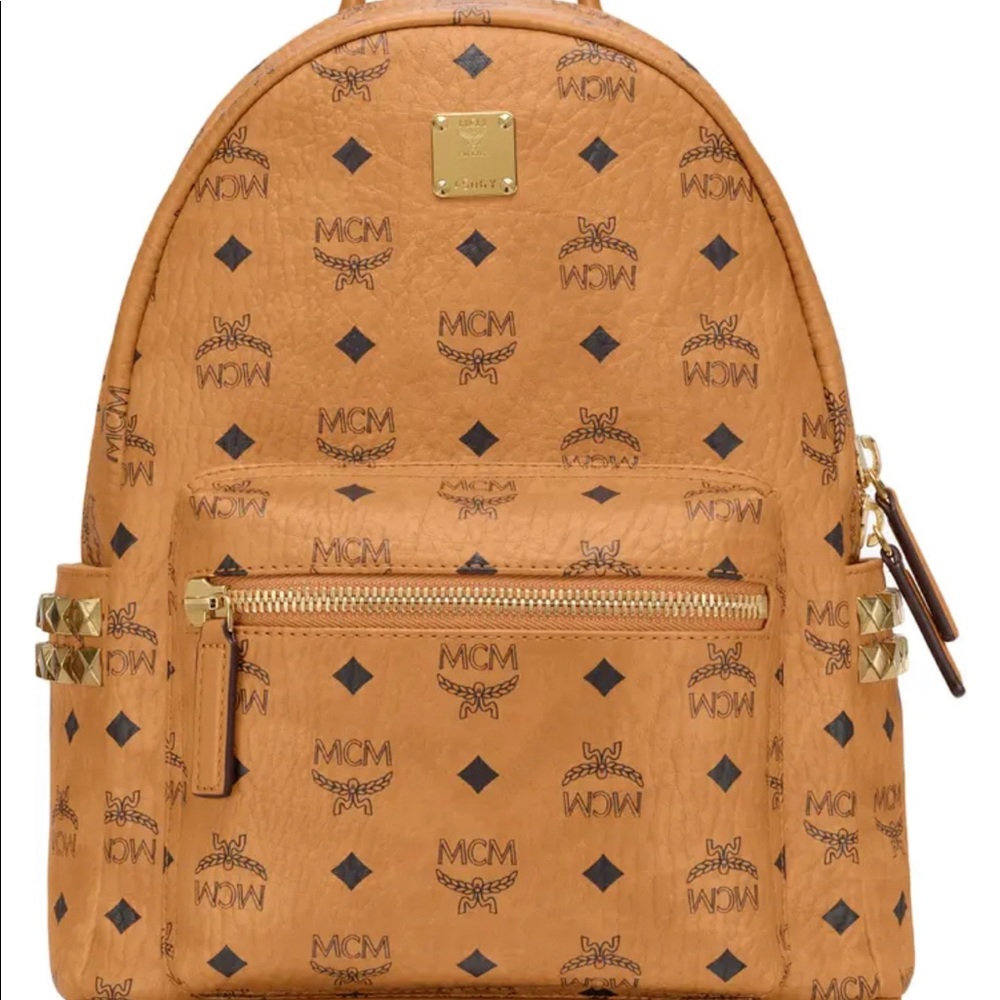 MCM Stark Side Stud Backpack Cognac